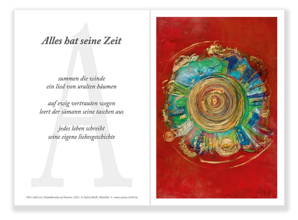 Alles hat seine Zeit, Art card with text, Sylvia Wolff