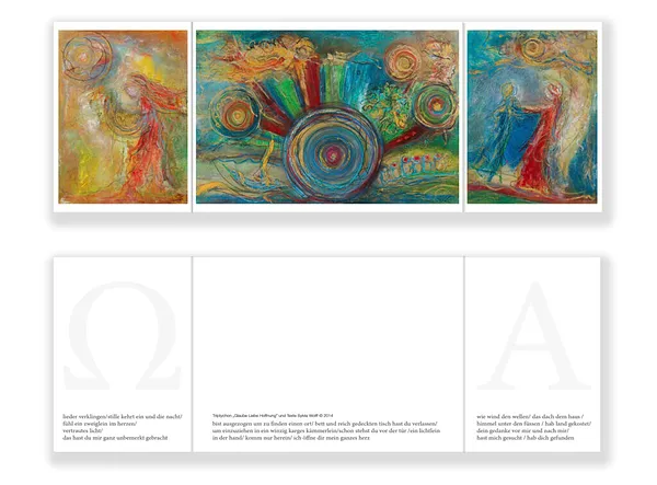 Glaube, Liebe, Hoffnung (Triptychon), Kunstkarte mit Text, Sylvia Wolff