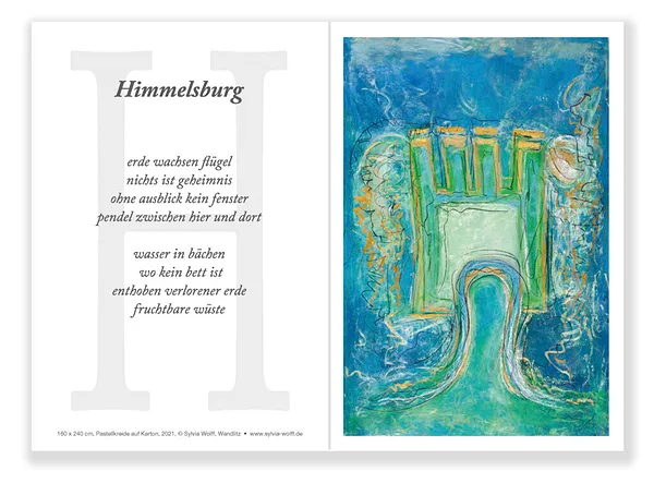 Himmelsburg, Kunstkarte mit Text, Sylvia Wolff