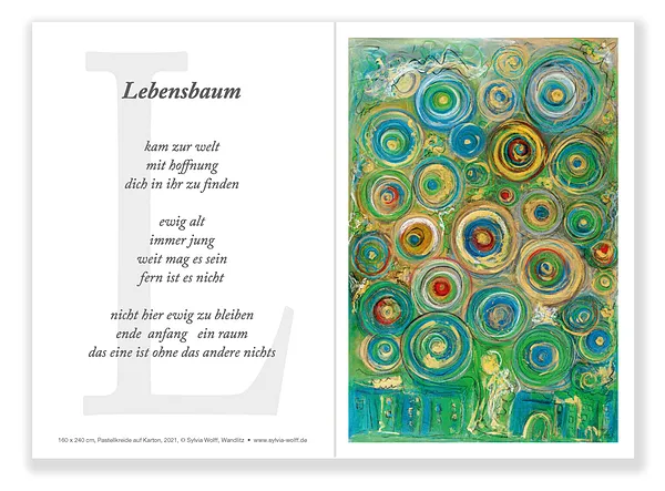 Lebensbaum, Kunstkarte mit Text, Sylvia Wolff