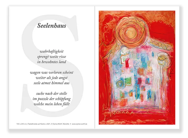 Seelenhaus, Kunstkarte mit Text, Sylvia Wolff