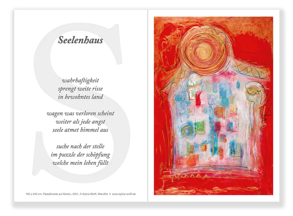Seelenhaus, Kunstkarte mit Text, Sylvia Wolff