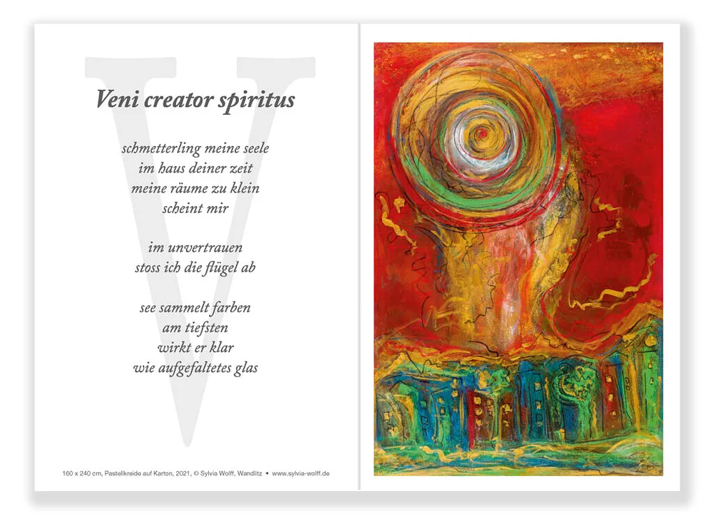 Veni creator spiritus, Kunstkarte mit Text, Sylvia Wolff