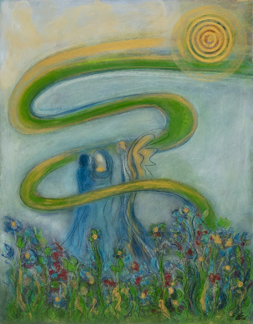 „Auf dem Weg“, Pastell von Sylvia Wolff